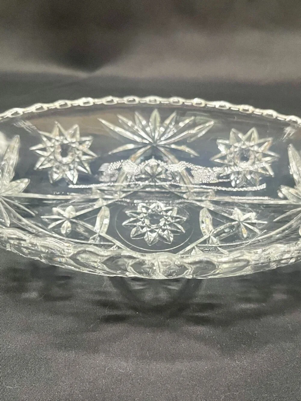 Vintage Anchor Hocking Clear Pressed Glass Oval Relish or Serving Dish